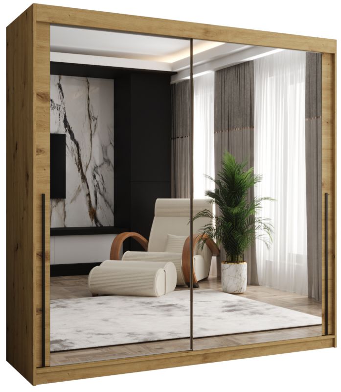 Szafa przesuwna z lustrem Garderoba SIMA T3 200 artisan + u. czarny 1 szt.