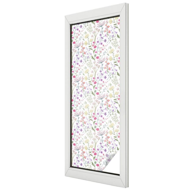 Witraż Samoprzylepny Wallfluent 50x146 cm Stylowa Dekoracja Okna Kwiatowy wzór roślinny 1 rol.