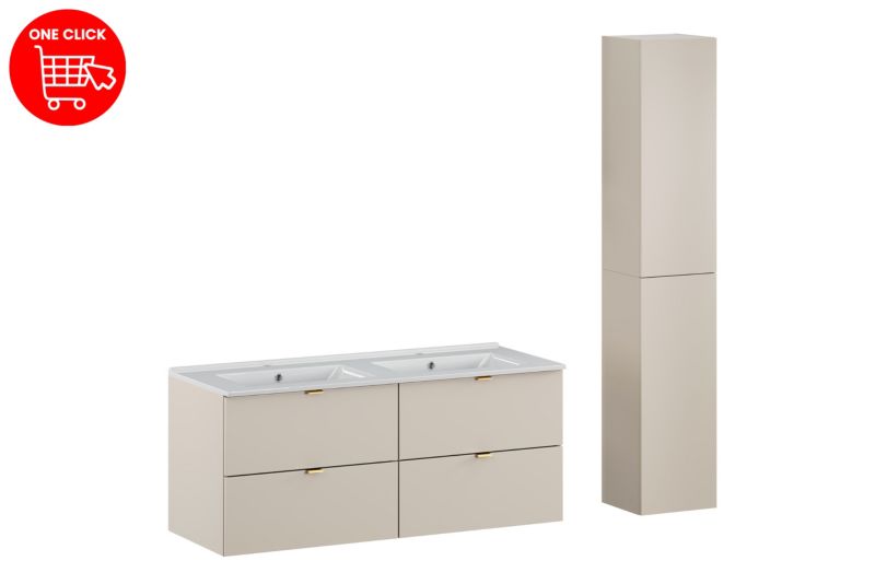 Zestaw mebli łazienkowych Comad Dalia Cashmere 120cm z umywalką meblową Lava i szafką wysoką 1szt