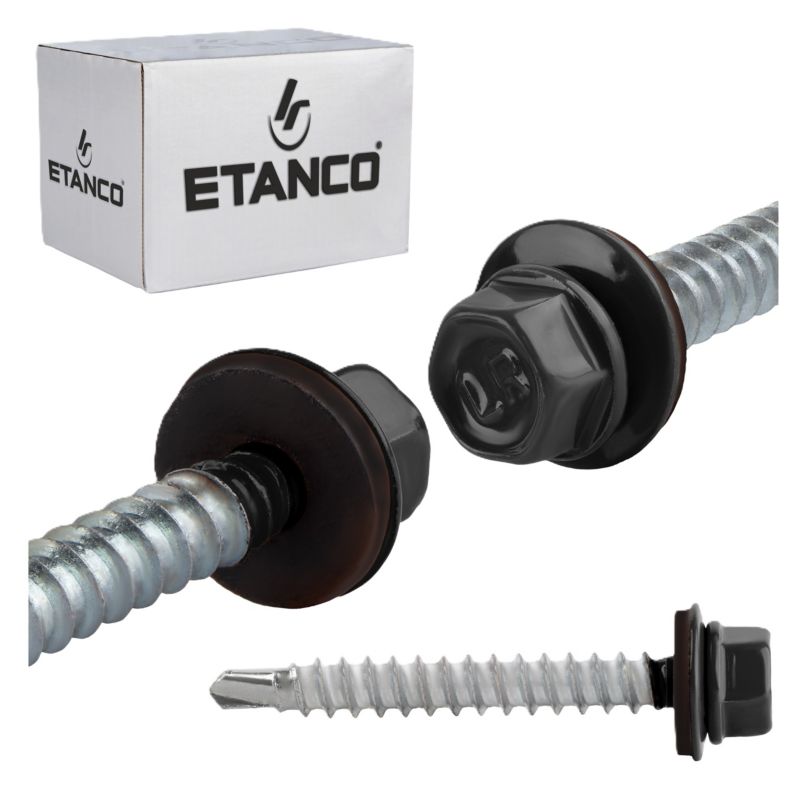 Wkręty farmerskie Etanco GTF HD Z16 6,4x50 mm RAL 9005 samowiercące 100szt