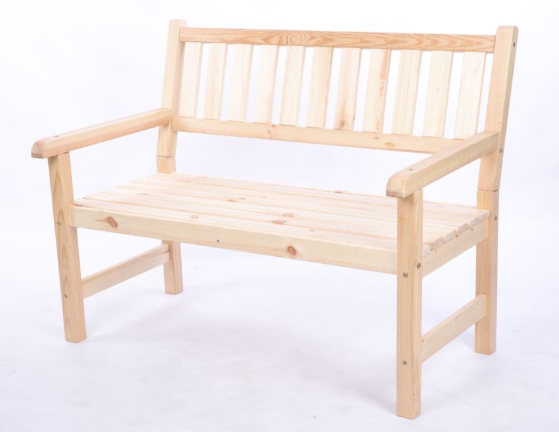 Ławka ogrodowa drewniana MODO24 z oparciem i podłokietnikami dwuosobowa 90 x 117 x 70 cm naturalna 1 szt.