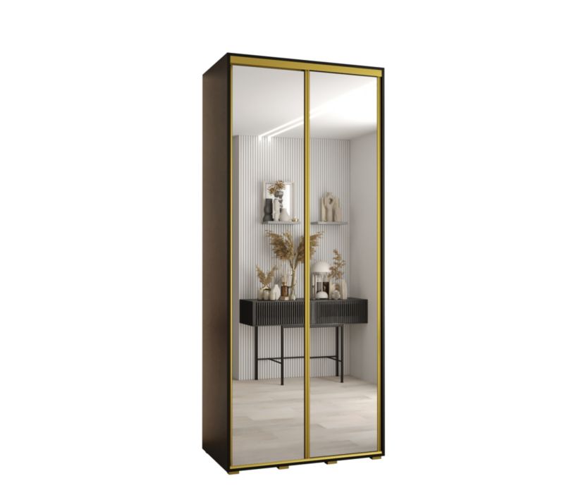 Szafa przesuwna Abiks DAVOS 2 wysoka szer.100cm gł.45cm czarny/czarny/złoty 1szt.