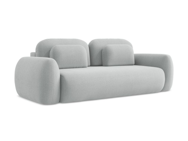 Kanapa 3-osobowa z funkcją spania LaMiaSofa FERRETTI z tkaniny bouclé 266x121 cm jasny szary 1 szt.