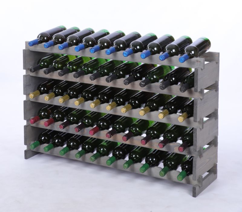Stojak na wino MODO24 regał modułowy na butelki 5 leżni x 10 butelek montaż bez narzędzi impregnacja szara 1 szt.