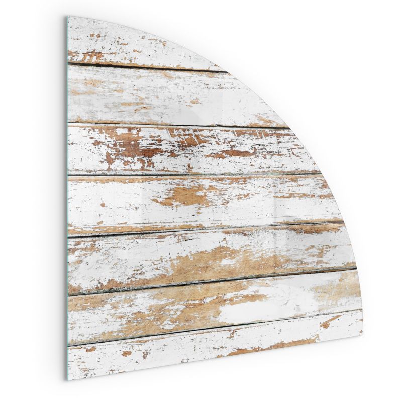 Szklana Podkładka Pod Kominek Ćwiartka Wallfluent 100x100 cm Postarzane drewniane deski 1 szt.