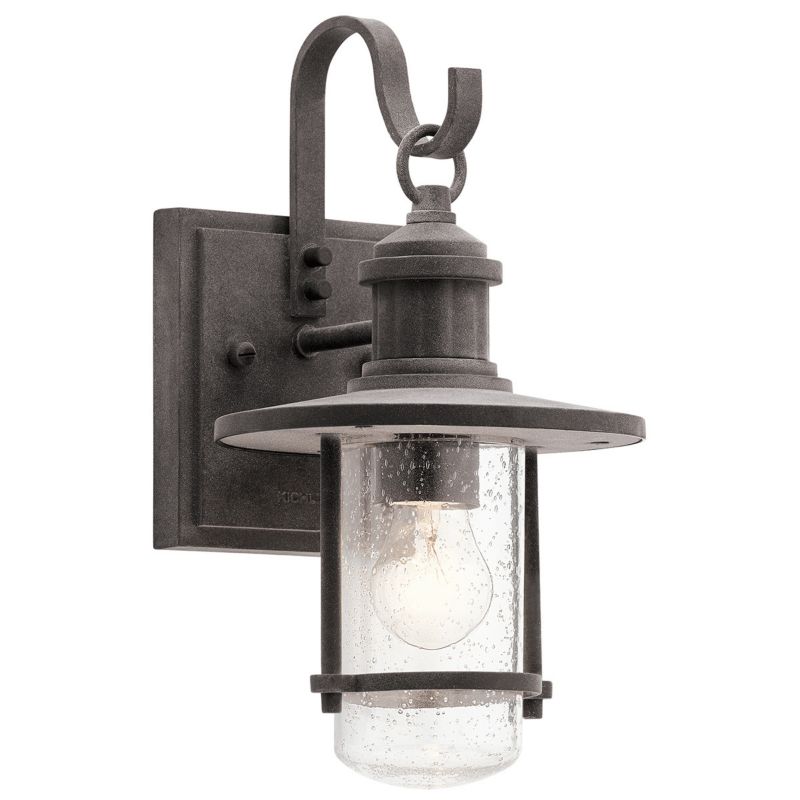 Kinkiet ścienny zewnętrzny Kichler Riverwood postarzany cynk 1 x E27 x 60W IP44 wym: 31,7 x 17,2 x 19,4 cm - 1 szt.