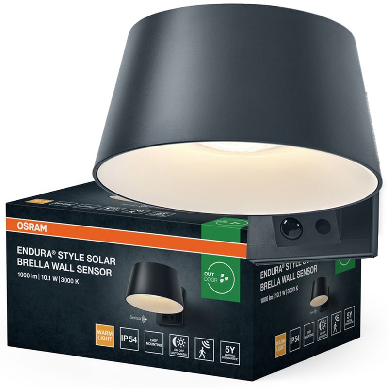 Kinkiet Ogrodowy Endura Osram Lampa LED z Czujnikiem Ruchu i Zmierzchu 10.1W 930lm 3000K Ściemnialna Szary IP54 1 szt.