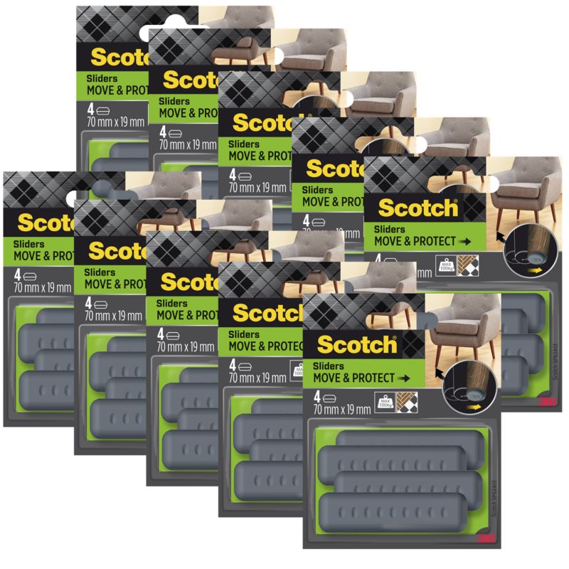 Podkładki ochronno-ślizgowe Scotch szare 70x19mm 4 szt./opak. 10 opakowań
