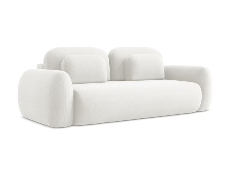 Kanapa 3-osobowa z funkcją spania LaMiaSofa FERRETTI z tkaniny bouclé 266x121 cm biały 1 szt.