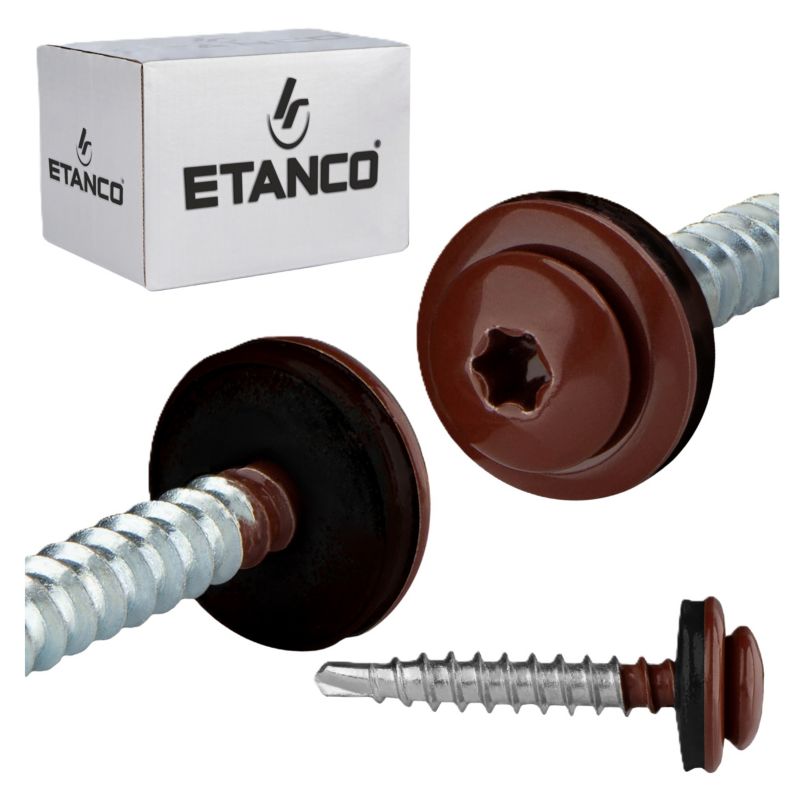 Wkręty farmerskie Etanco GTFP 4,8x35 mm RAL 8017 samowiercące 250szt