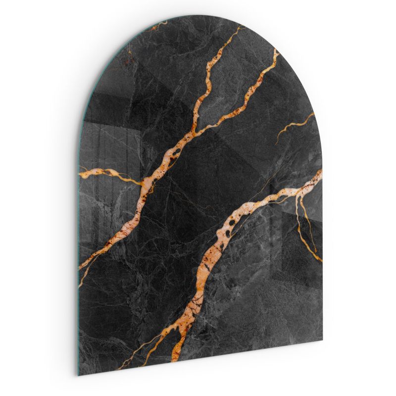 Szklana Podkładka Pod Kominek Półowalny Wallfluent 80x70 cm Marmur z delikatnymi żyłkami 1 szt.