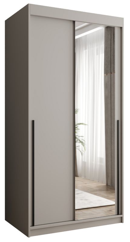 Szafa przesuwna z lustrem Garderoba SIMA T2 100 kaszmir + u. czarny 1 szt.