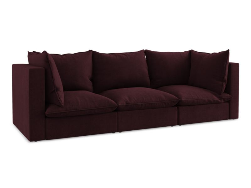 3-osobowa kanapa modułowa LaMiaSofa RAVENNA z tkaniny strukturalnej 255x90 cm bordo 1 szt.