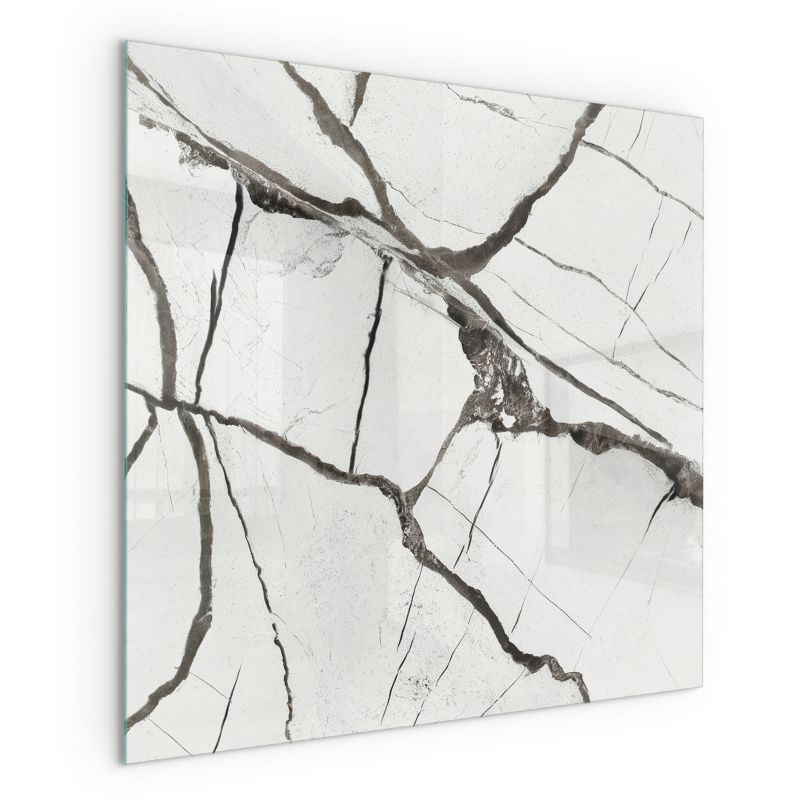 Szklana Podkładka Pod Kominek Kwadrat Wallfluent 60x60 cm Marmurowe żyłki 1 szt.