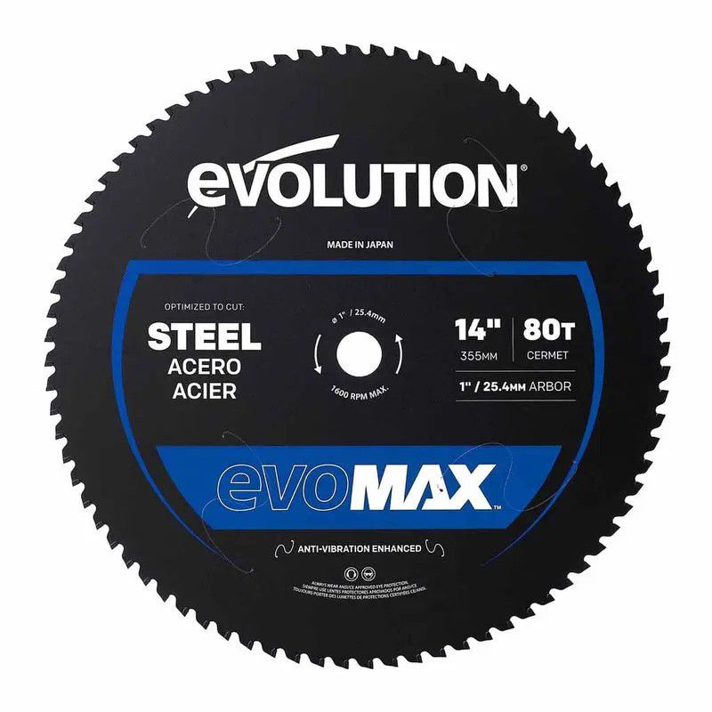 Piła tarczowa do cięcia stali Evolution EVOMAX 355 mm 355 x 25,4 mm, 80 zębów CERMET 1 szt.