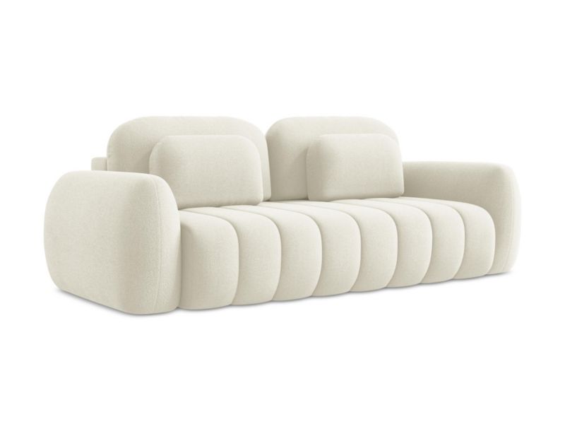 Kanapa 3-osobowa z funkcją spania LaMiaSofa GINOSA z tkaniny bouclé 266x121 cm jasny beż 1 szt.