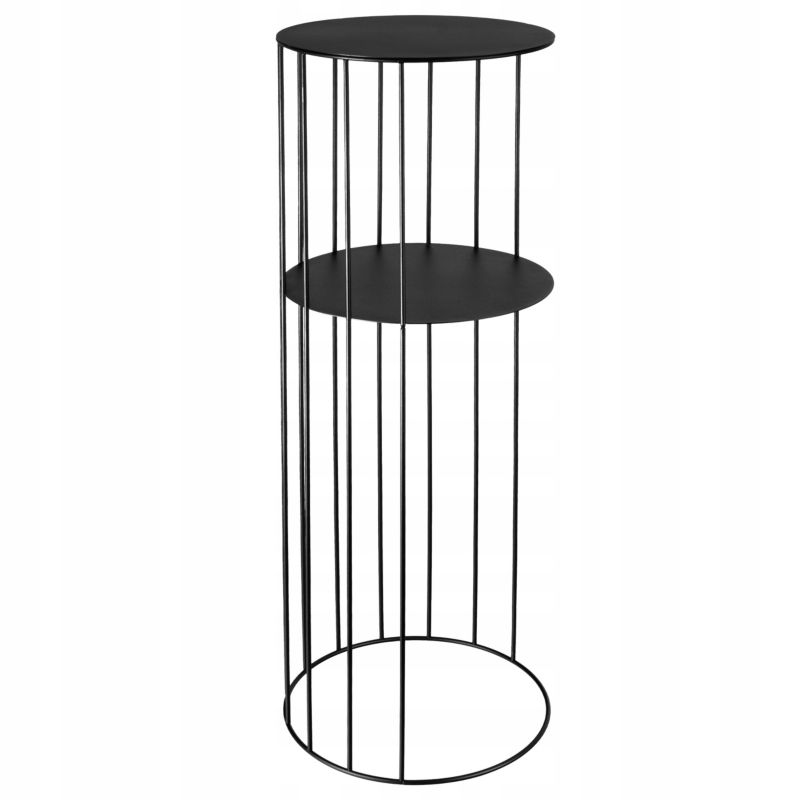 Urokliwe Wnętrza Kwietnik Metalowy Stojący Loft 80Cm Druciany Czarny Stolik - 1 szt.