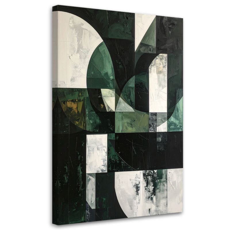 Obraz do salonu sypialni biura Feeby Abstrakcja kształty geometryczne zielony 70x100cm 1szt