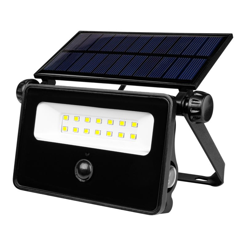 Naświetlacz LED MasterLED Polos solarny 10W IP54 4500K neutralna biel z czujnikiem PIR czarny 1 szt.