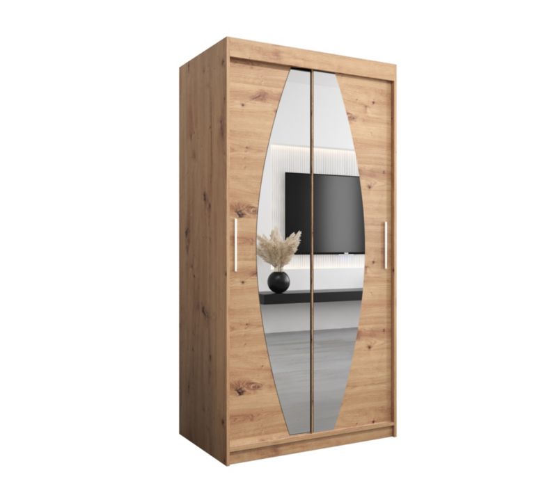 Szafa przesuwna Garderoba Abiks ELYPSE 100 dąb artisan + dąb artisan 1 szt.