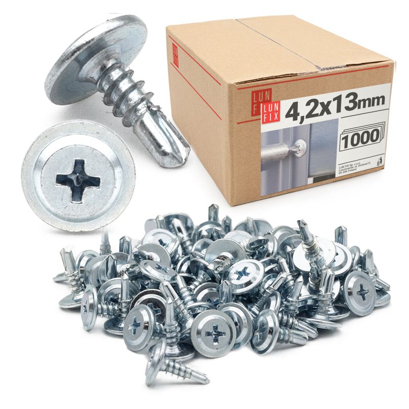 Wkręty do metalu Lun Fix samowiercące z łbem podkładkowym 4,2x13mm 1000szt.