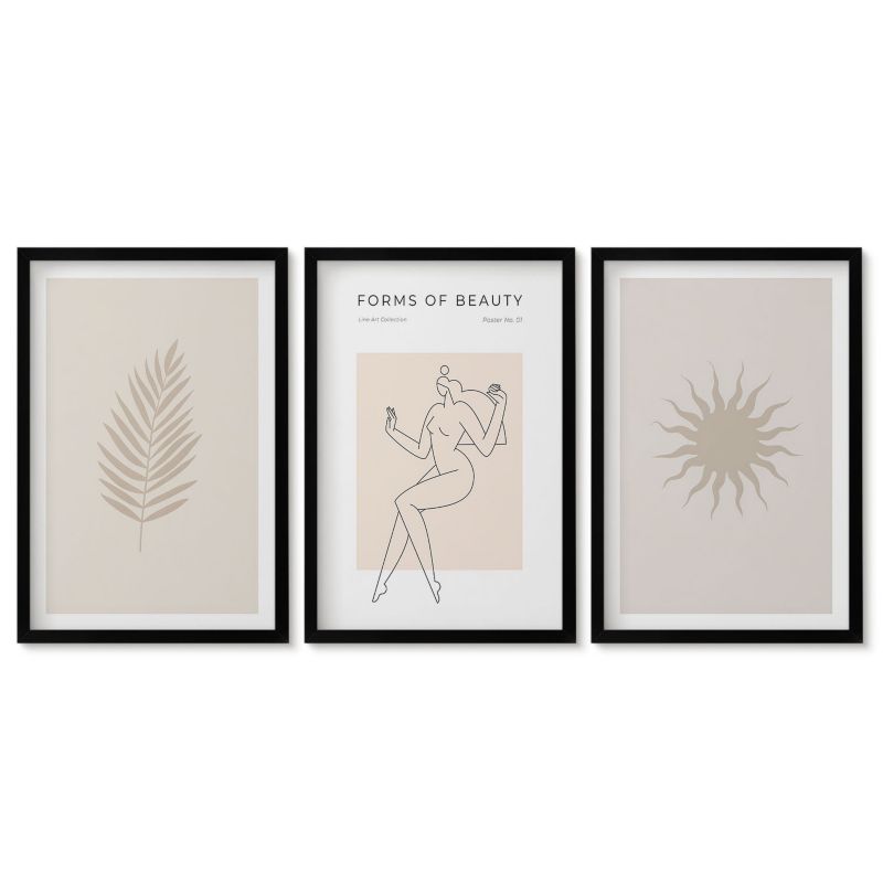 Komplet obrazów czarna rama Tulup 40x60 cm Kolekcja minimalistycznych form Galeria ścienna 1 kpl