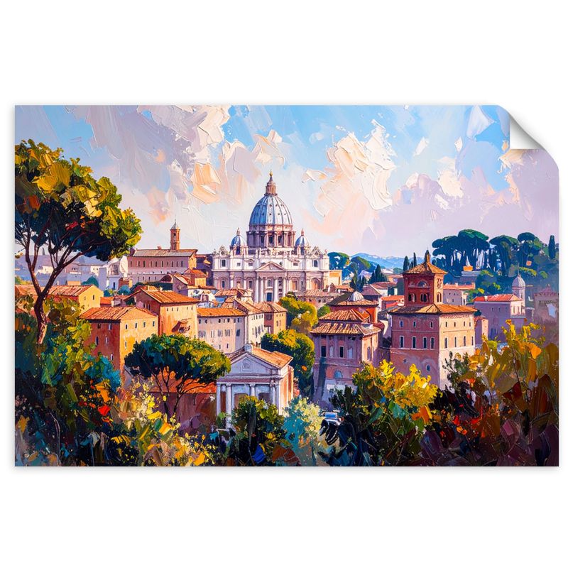 Plakaty samoprzylepne do salonu sypialni Feeby biura Panorama Rzymu 90x60cm 1szt