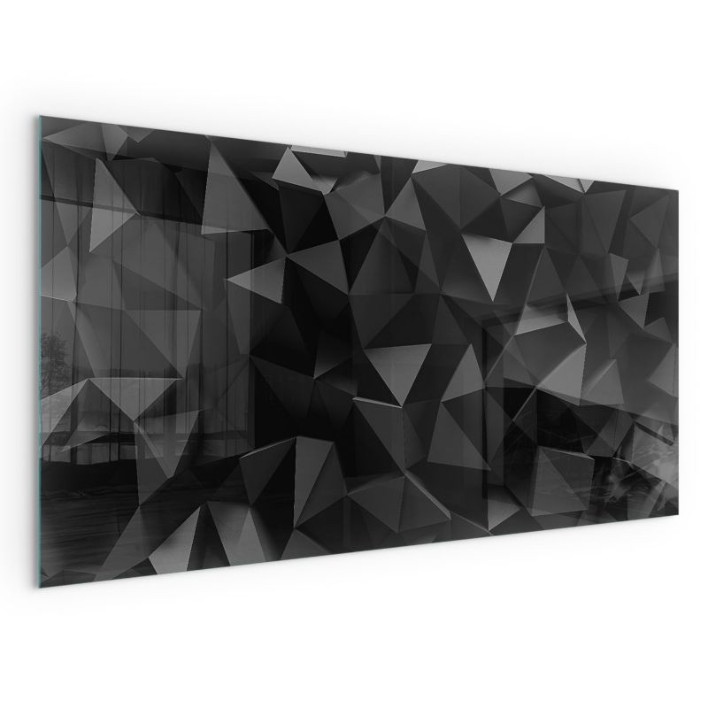 Szklana Podkładka Pod Kominek Prostokąt Wallfluent 140x70 cm Geometryczny wzór 3D 1 szt.
