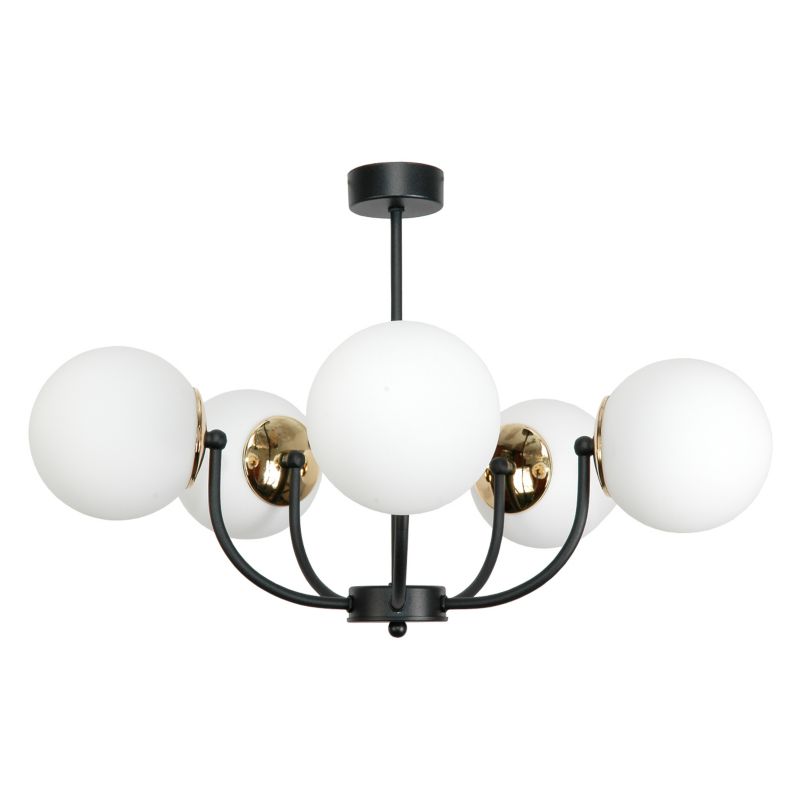 Lampa wisząca sufitowa EDYLIT czarna z białymi kulami i złotymi elementami 5xE14 nowoczesna 15-140 ESTI LAB 1 szt.
