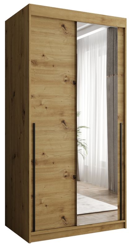 Szafa przesuwna z lustrem Garderoba SIMA T2 100 artisan + u. czarny 1 szt.