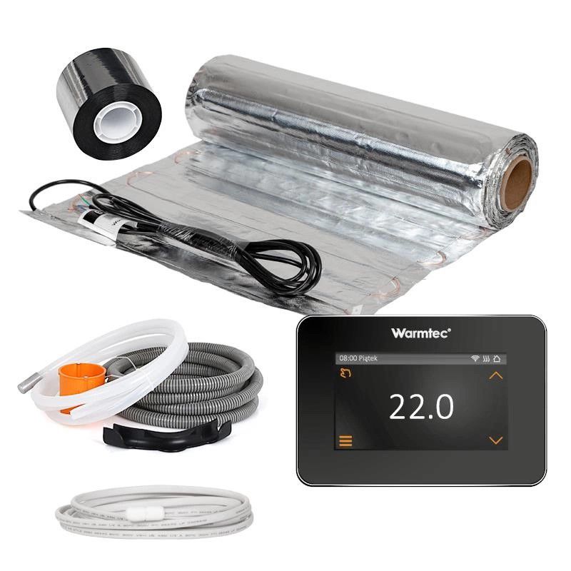Mata grzewcza grzejna pod panele Warmtec 10m² 150W/m² WiFi zestaw regulator czarny AL-100/XTS 1szt.