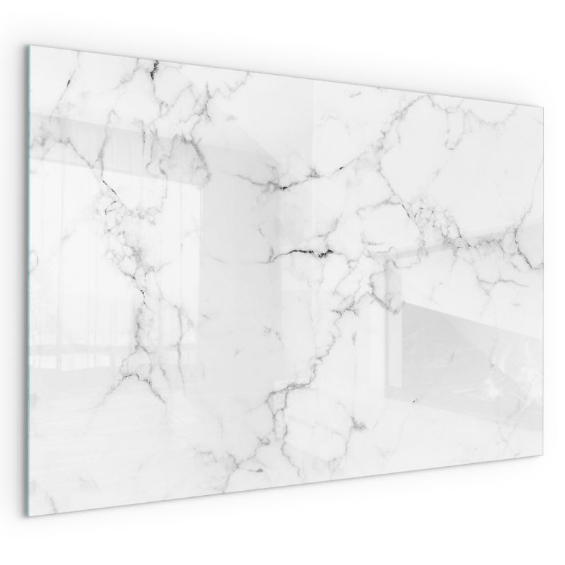 Szklana Podkładka Pod Kominek Prostokąt Wallfluent 60x40 cm Marmur z żyłami 1 szt.