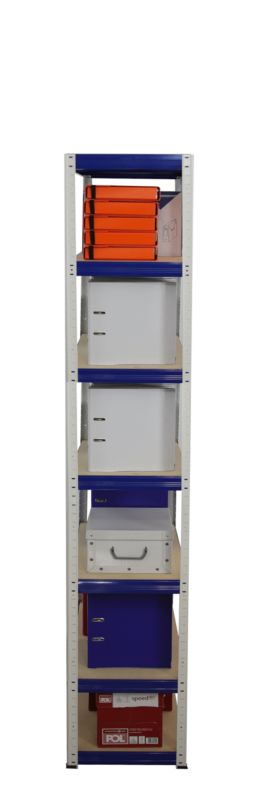 Regał metalowy MODO24 magazynowy biało-niebieski helios 270x50x50cm 7 półek po 175 kg 1 szt.