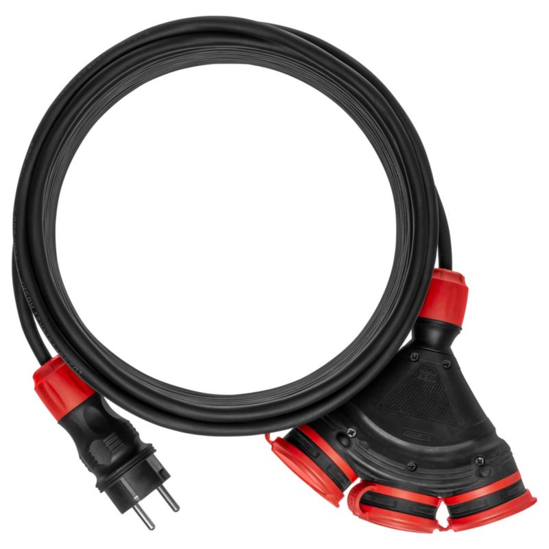 Przedłużacz budowlany KEL X3 30 m 3 gniazda 3 x 2,5 mm² H05RR-F IP54 gumowy czarno-czerwony 1 szt.