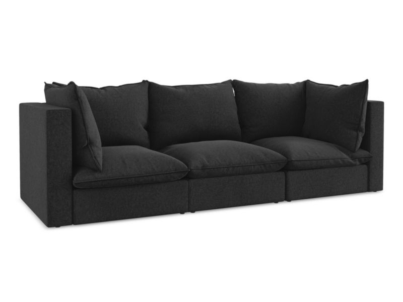 3-osobowa kanapa modułowa LaMiaSofa RAVENNA z tkaniny welwetowej 255x90 cm czarny 1 szt.