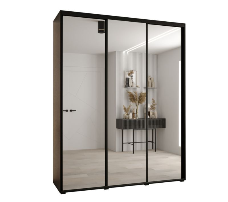 Szafa przesuwna Abiks DAVOS 2 wysoka szer.200cm gł.45cm czarny/czarny/czarny 1szt.