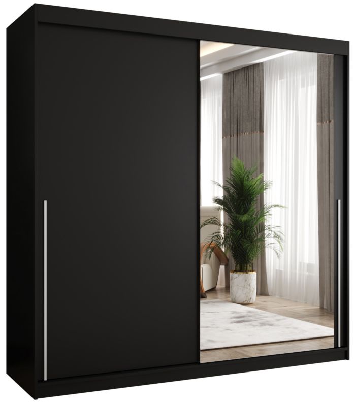 Szafa przesuwna z lustrem Garderoba SIMA T2 200 czarny + u. srebrny 1 szt.