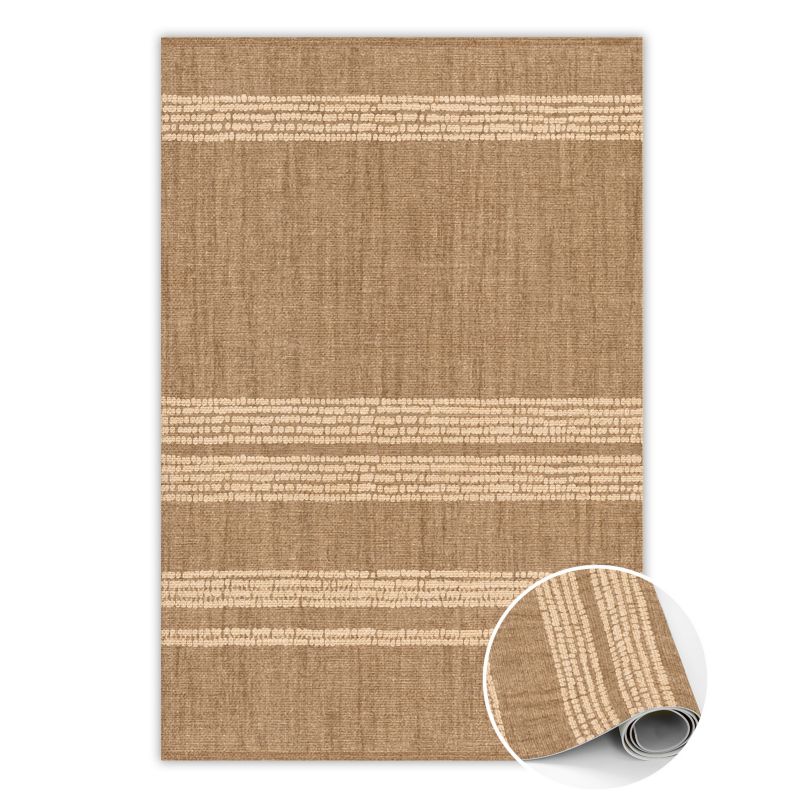 Dywan Tulup Winylowy z Nadrukiem 100x150 cm Beżowy w linie Uniwersalny z Modnym Wzorem 1 szt.