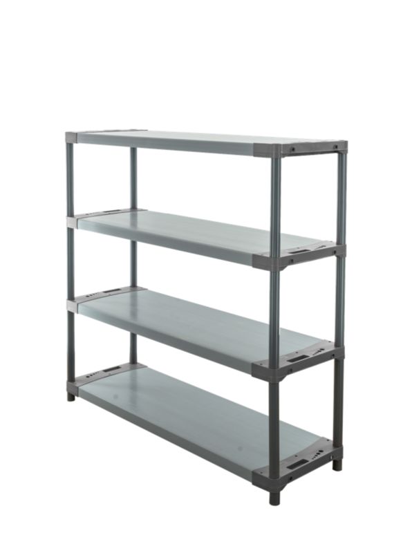 Regał plastikowy MODO24 szary garażowy 138x150x46 cm 97% recykling 1 szt.