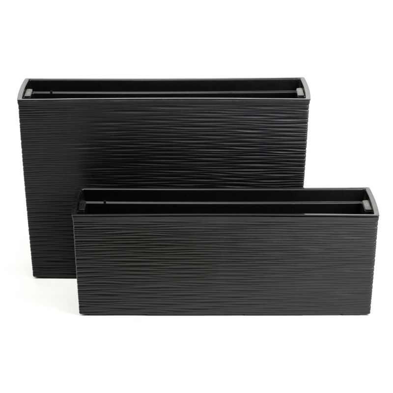 Skrzynki balkonowe HowHomely Riflo czarne 56x19 i 36,2x56,1x18,8 cm 1 kpl.