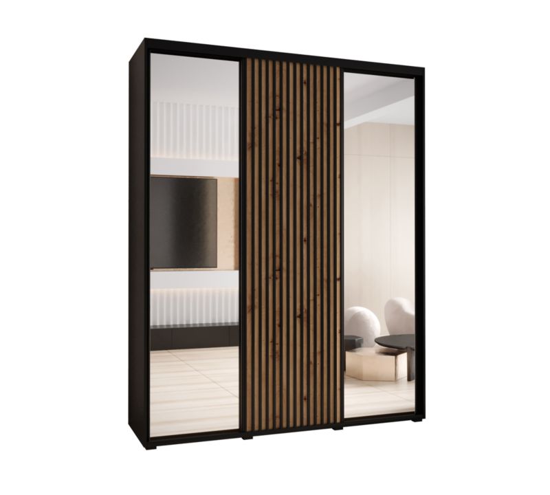 Szafa przesuwna Garderoba Abiks LANKO 2 200 gł. 60 czarny/artisan 1 szt.