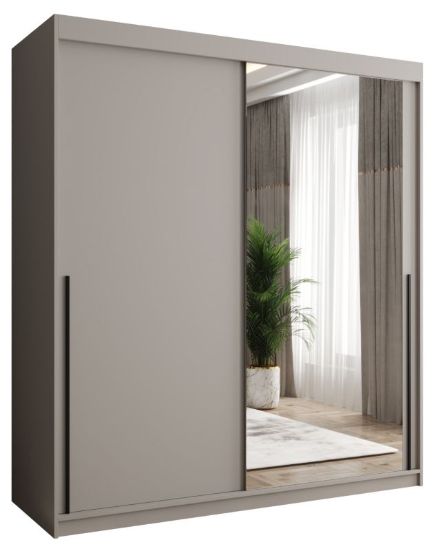 Szafa przesuwna z lustrem Garderoba SIMA T2 180 kaszmir + u. czarny 1 szt.