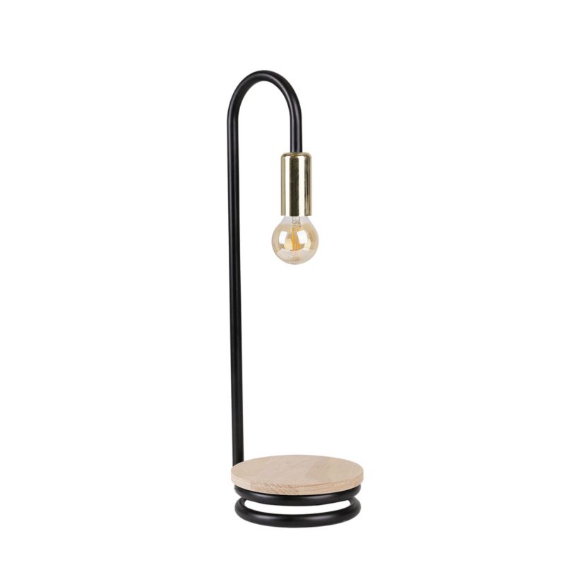 Lampa stołowa Candellux Abi czarna-jasne drewno 1 x E14 x 40W IP20 wym: 43 x 17 x 14 cm metal - 1 szt.