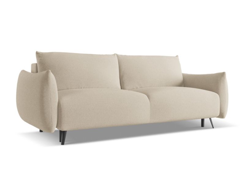 Kanapa 3-osobowa z funkcją spania LaMiaSofa GENOVA z tkaniny szenilowej 230x105 cm ciemny beż 1 szt.