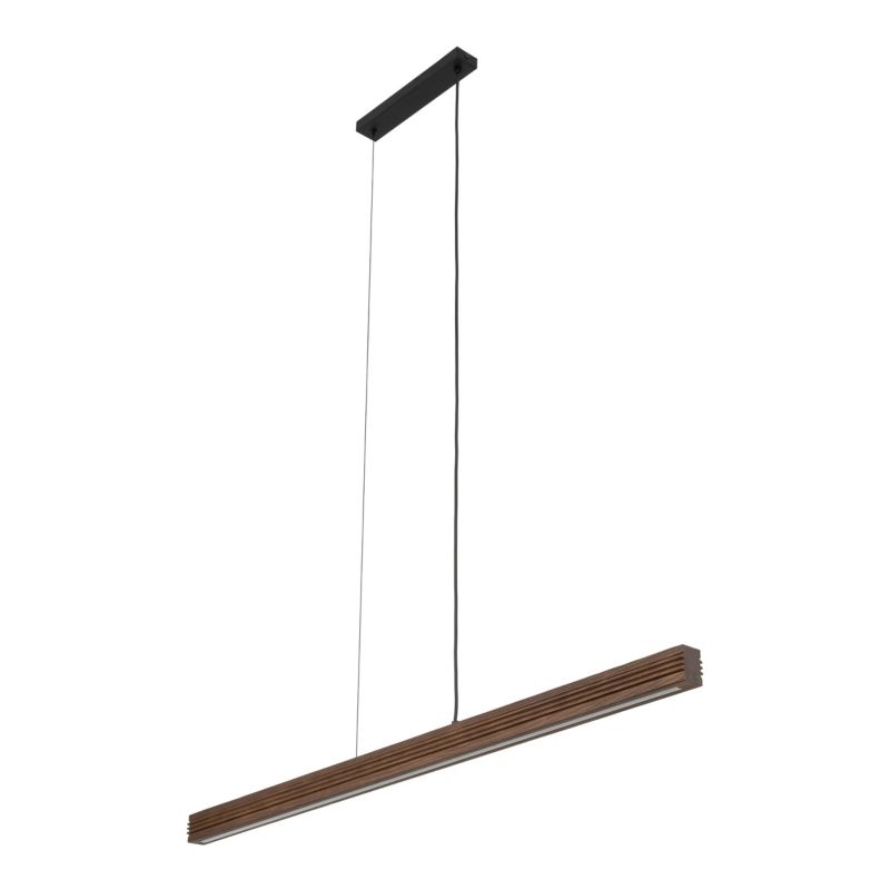 Lampa wisząca LED Tk Lighting Viga ryflowana drewniana belka Szczotkowana Orzech ściemniacz - 1szt.