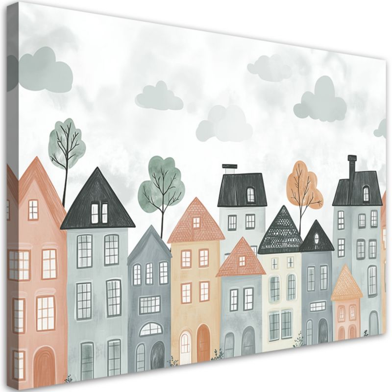 Obraz do pokoju dziecka Feeby Kolorowe domy miasto 120x80cm 1szt