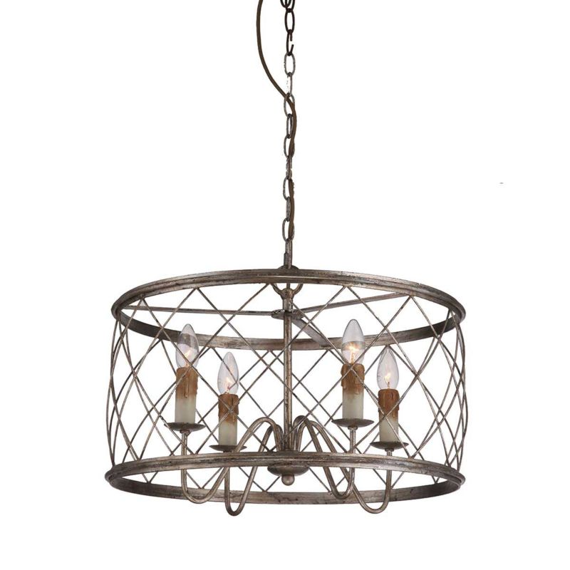 Lampa wisząca Quoizel Dury płatki srebra wym: 36,8 x 53,3 x 53,3 cm 4xE14 x 1 szt.