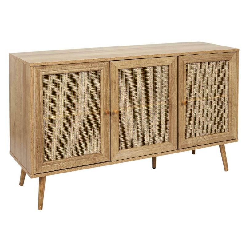 Komoda Bali INTESI komoda trzydrzwiowa drewniana pleciona nowoczesna do salonu 115 cm 1 szt.
