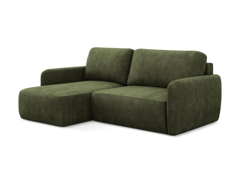 Narożnik lewostronny z funkcją spania LaMiaSofa CORLE z tkaniny szenilowej 207x148 cm oliwkowy 1 szt.