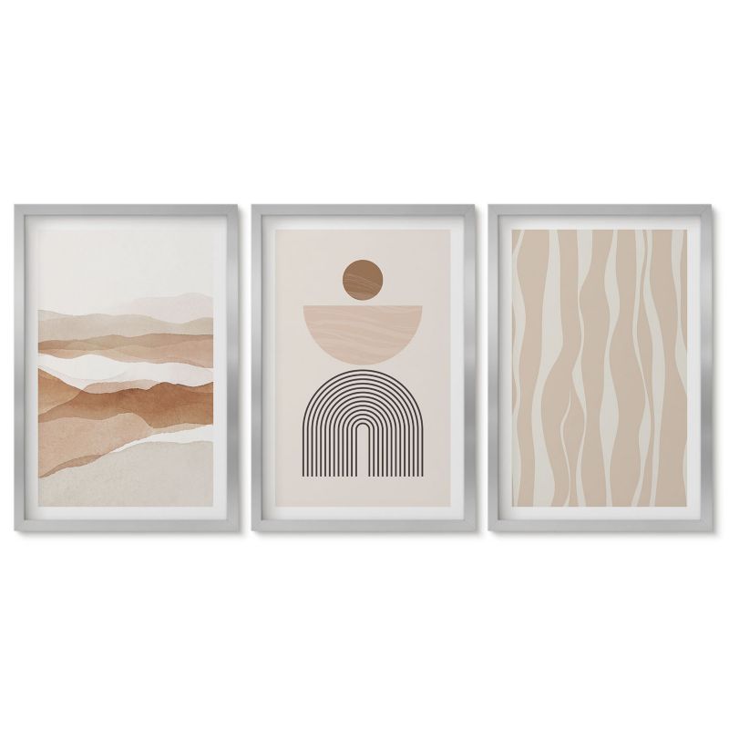 Obrazy w srebrnej ramie Tulup 40x60 cm Abstrakcyjny pejzaż natura geometria Obrazy w srebrnej ramie 1 kpl